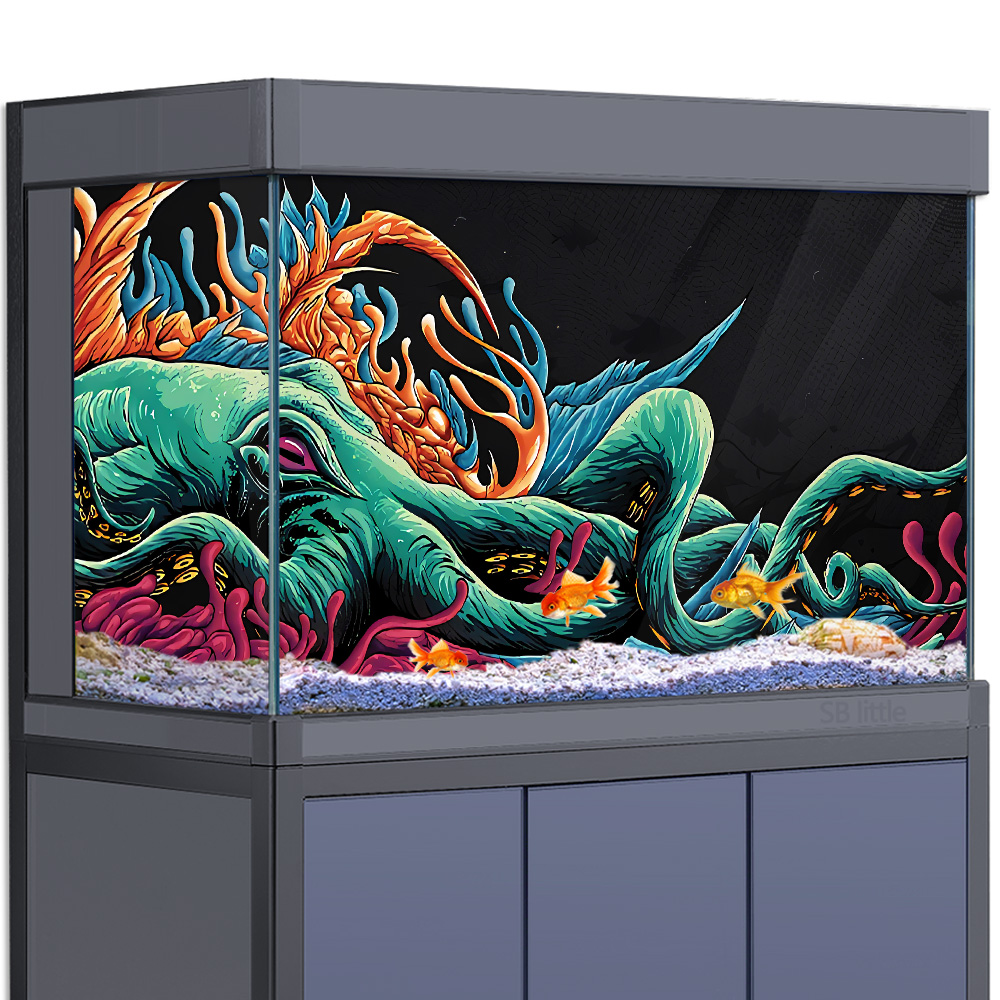 Aquarium Fish Monster - Adesivo per sfondo acquario - Decorazione